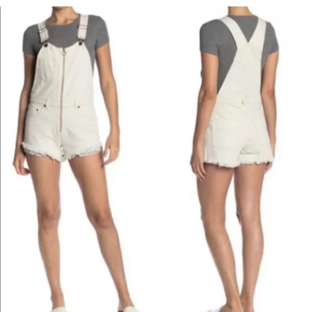 FREE PEOPLE Sunkissed Shortall Sz 4 Denim Jean Off
